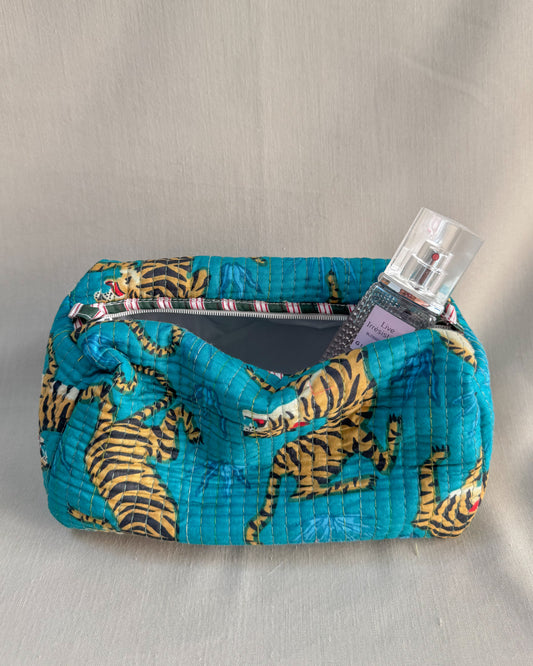 Tiger blue l Handmade Quilted Cotton Bag