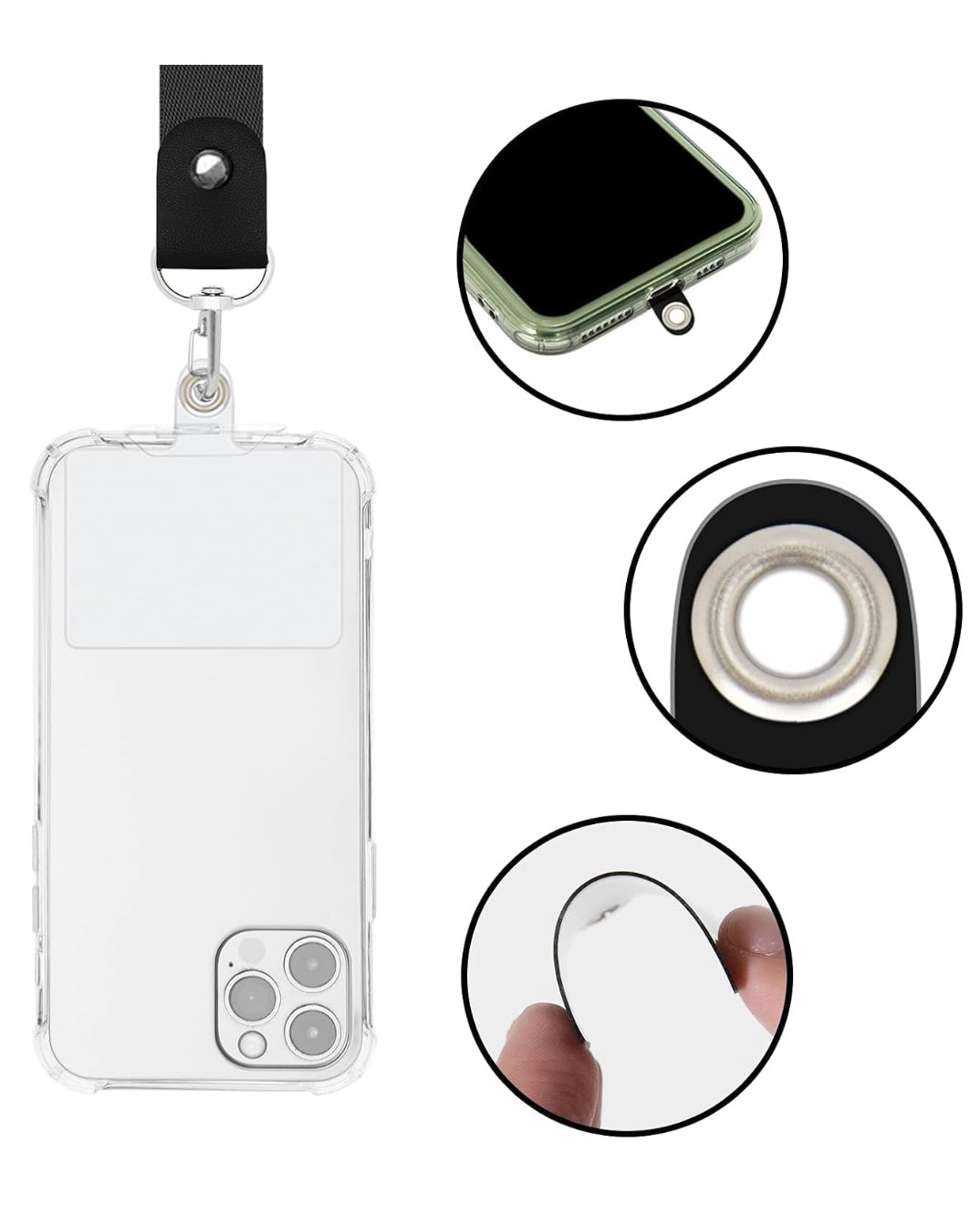 Embroidered strap for phone, bag or camera - Cream