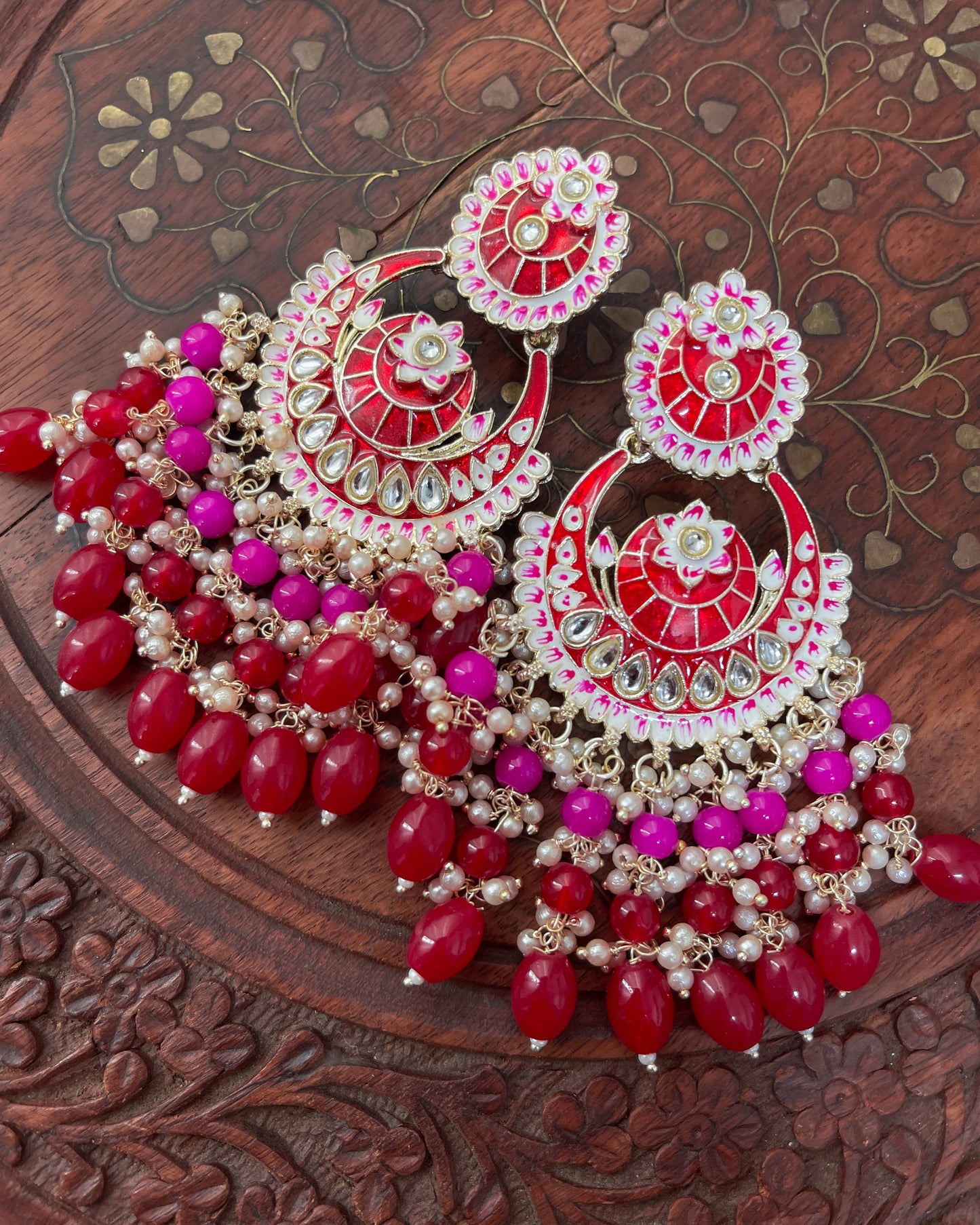 Statement bohemian earrings - Rouge