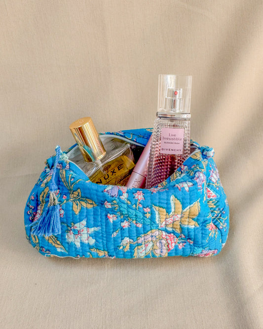 Blue flower l Handmade Quilted Cotton Bag