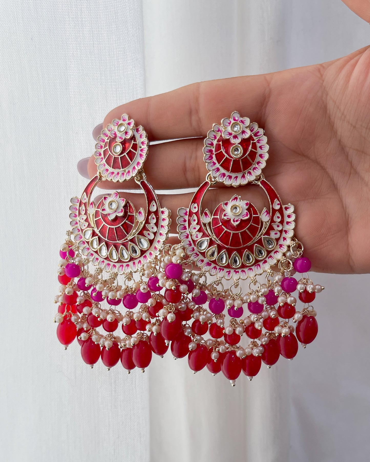 Statement bohemian earrings - Rouge