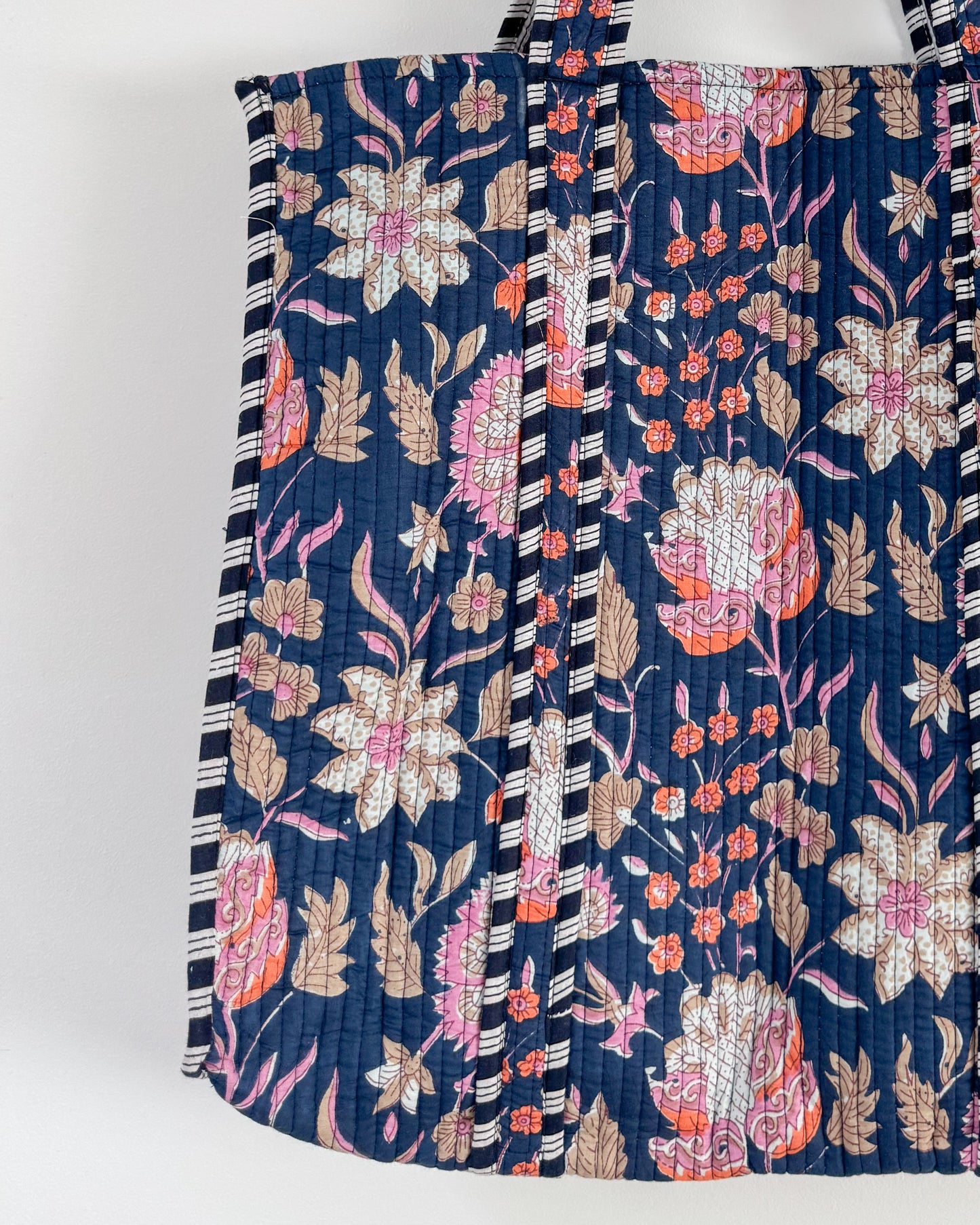 Blue flower l Big tote bag in quilted cotton