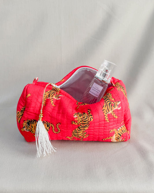 Tiger red l Handmade Quilted Cotton Bag