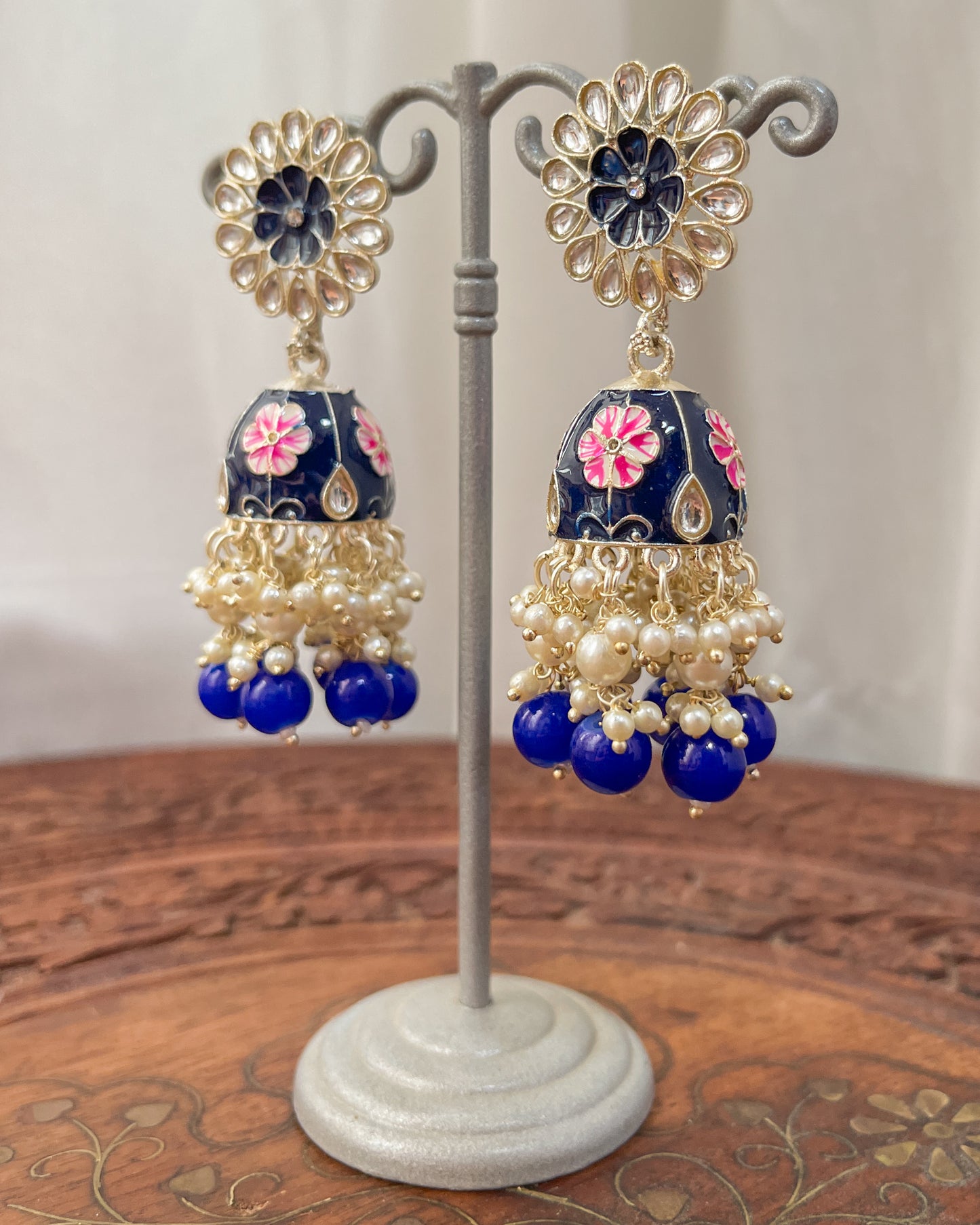 Blue enamel earrings