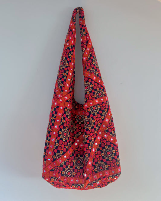 Embroidered Boho Shoulder Bag – Mirror Work