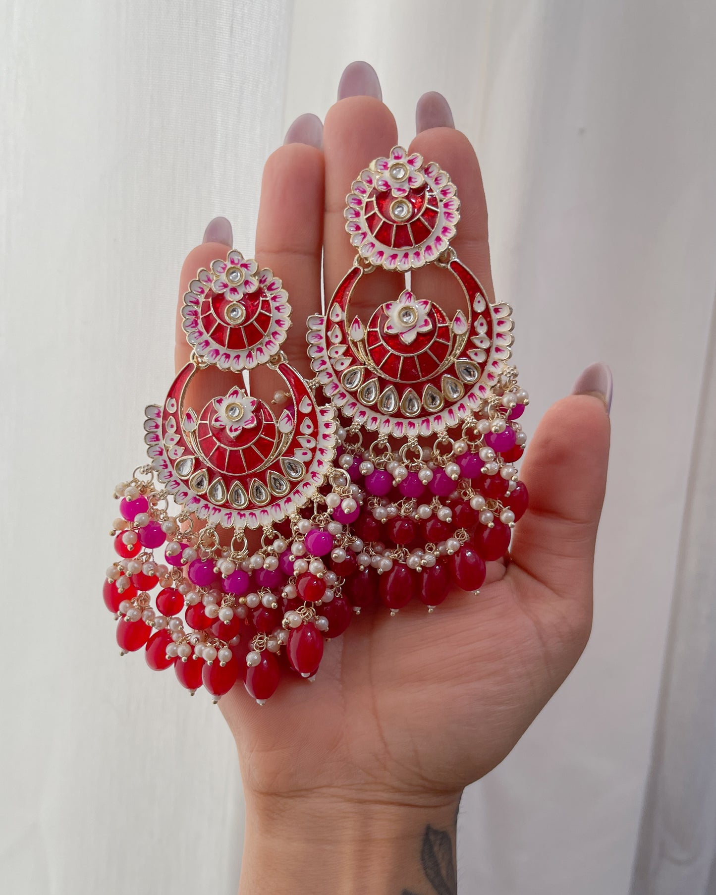 Statement bohemian earrings - Rouge
