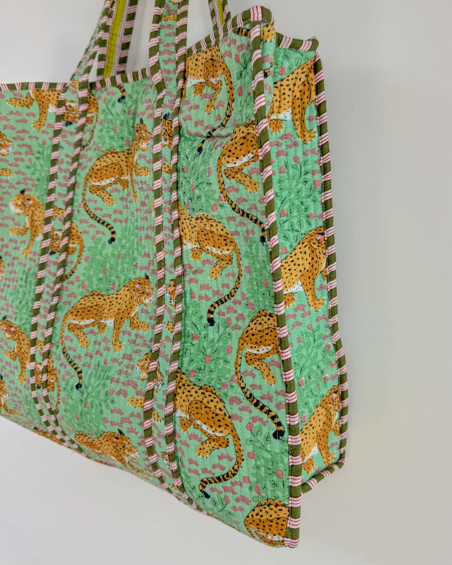Green Tiger l Quilted Shopper Bag