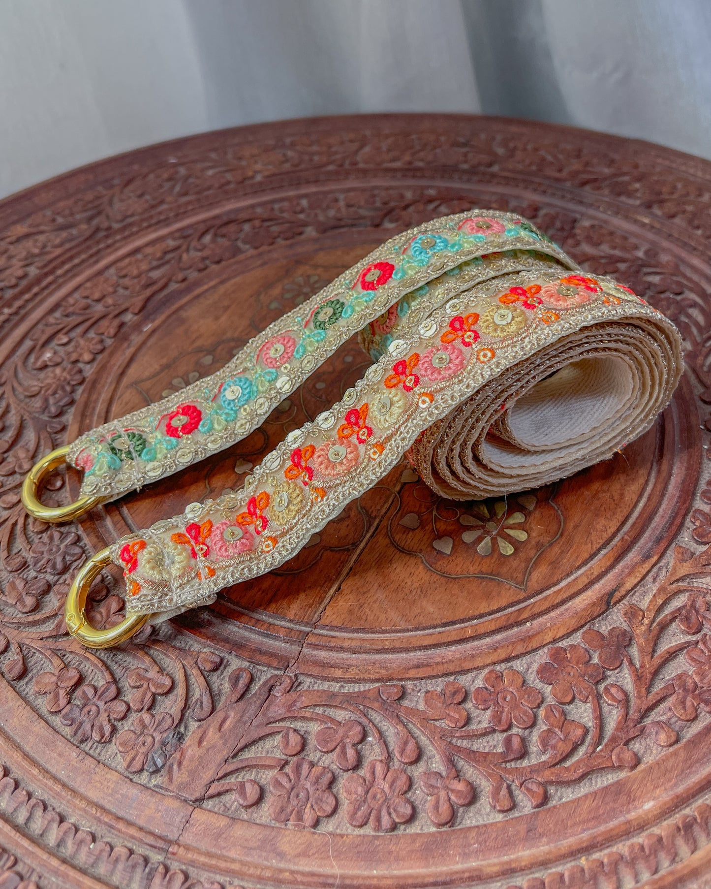Embroidered crossbody strap for phone