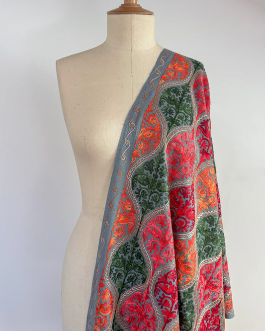 Fully Embroidered Winter Shawl