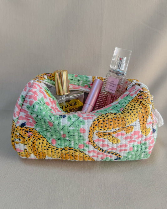 Tiger pink l Handmade Quilted Cotton Bag