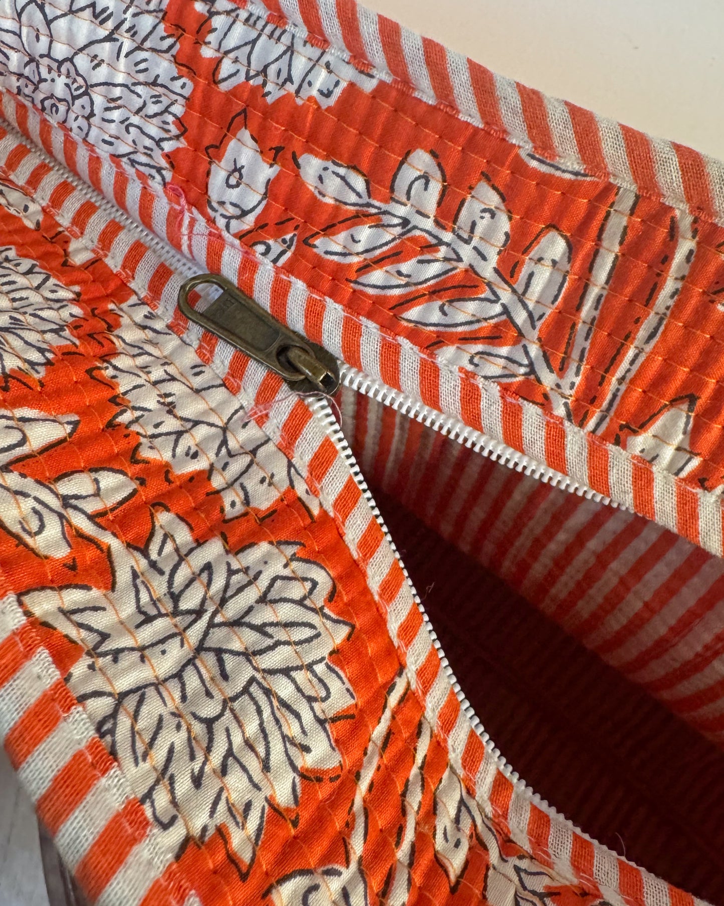 Orange l Big tote bag in quilted cotton