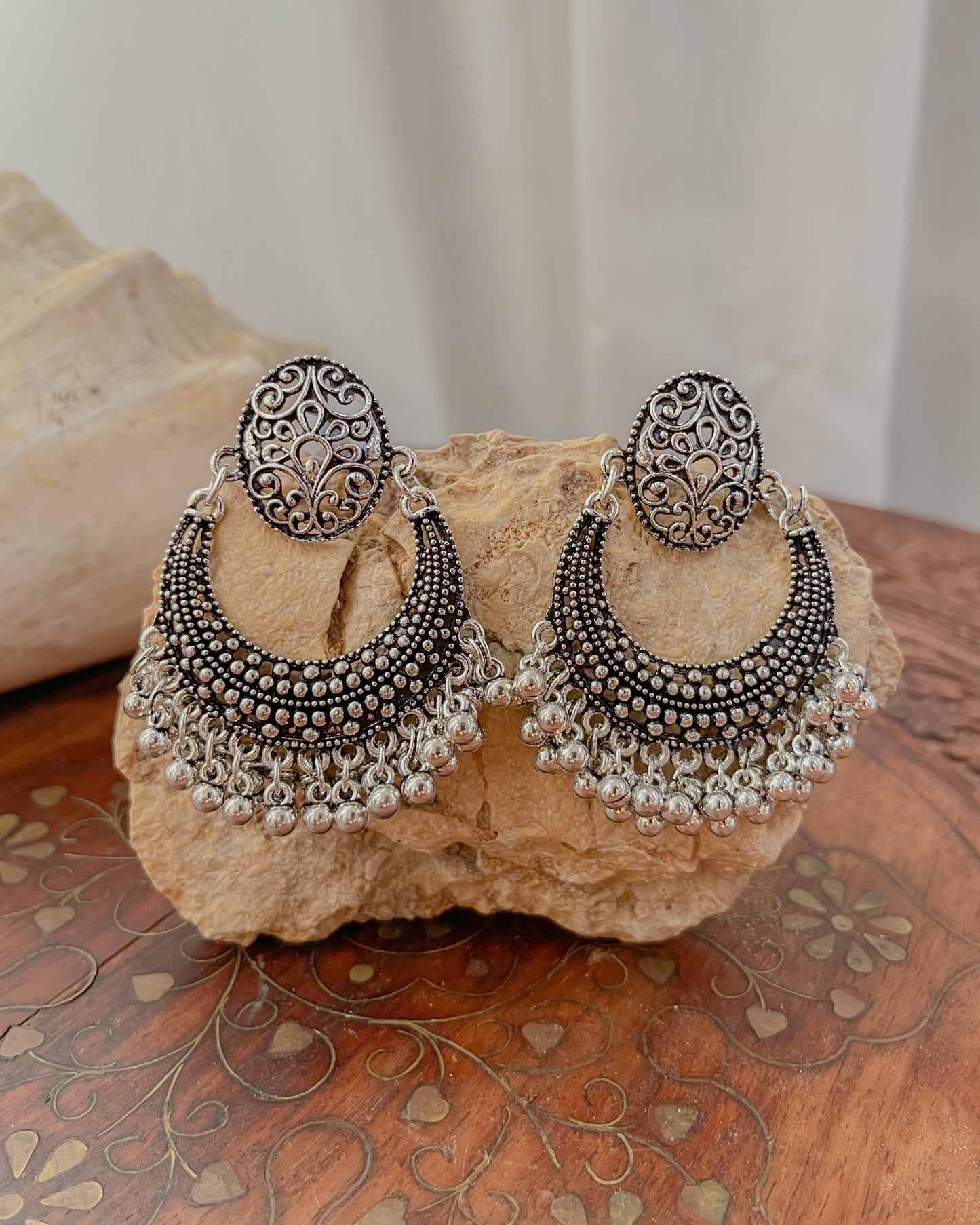 Bohemian Silver Statement Earrings