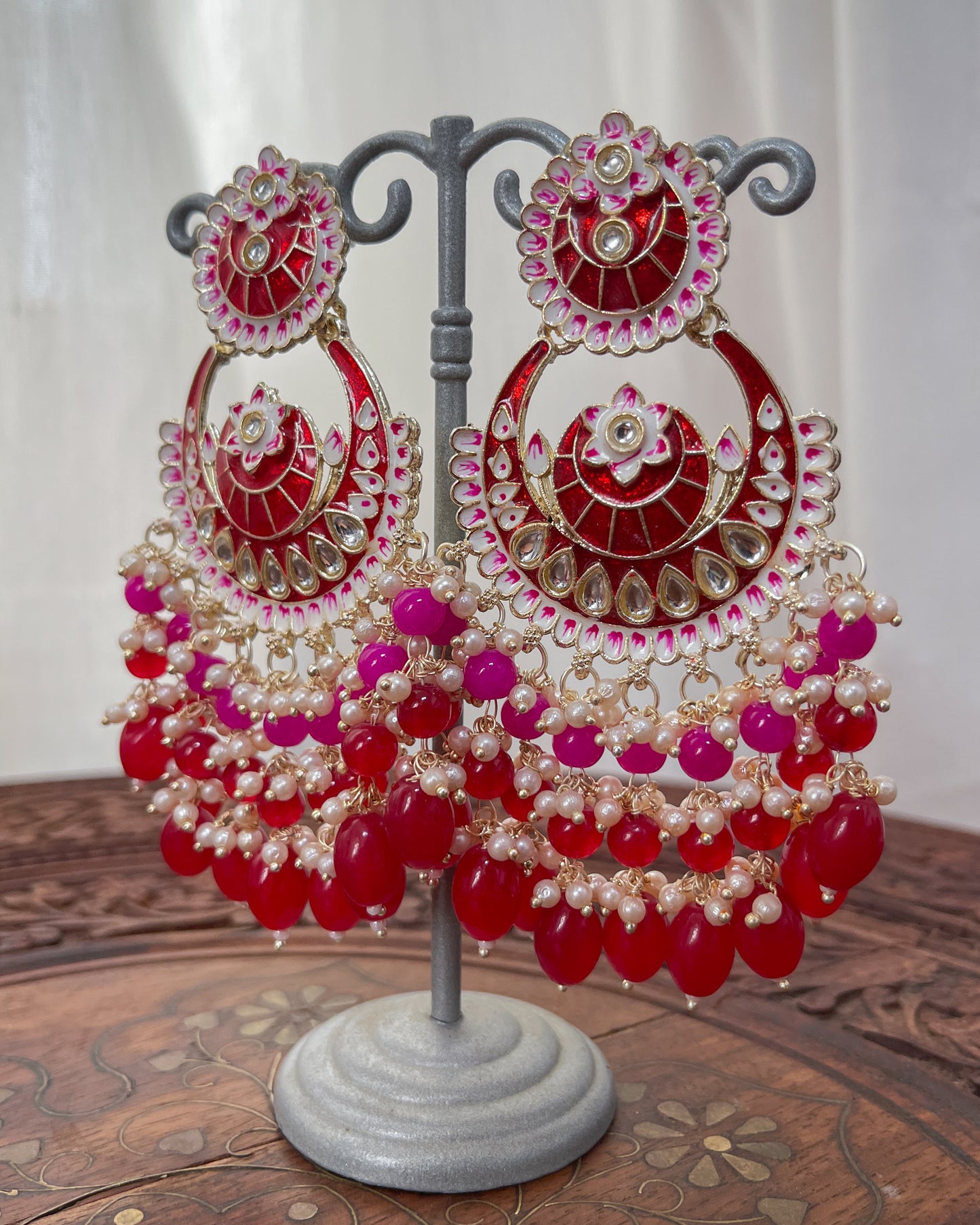 Statement bohemian earrings - Rouge