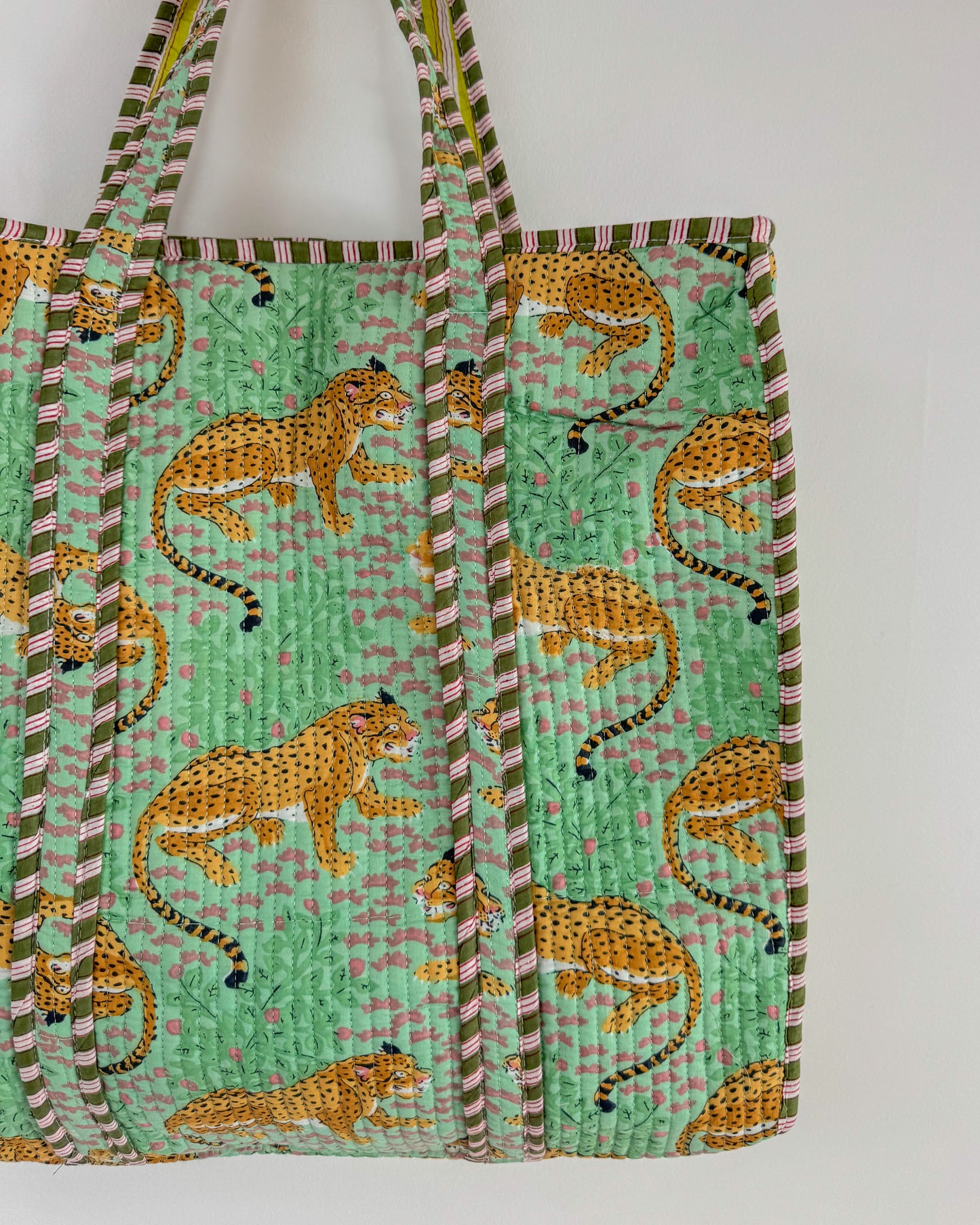 Green Tiger l Quilted Shopper Bag