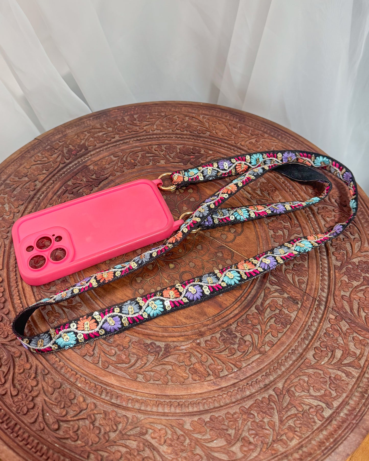 Embroidered strap for phone, bag or camera