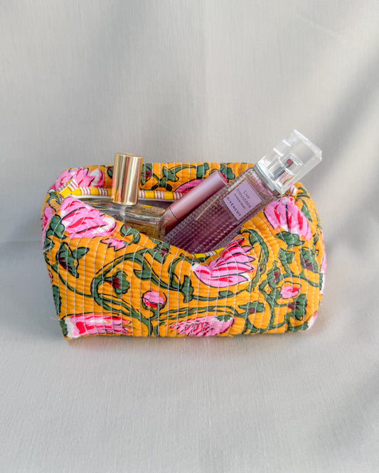 Handmade Quilted Cotton Travel Makeup Bags