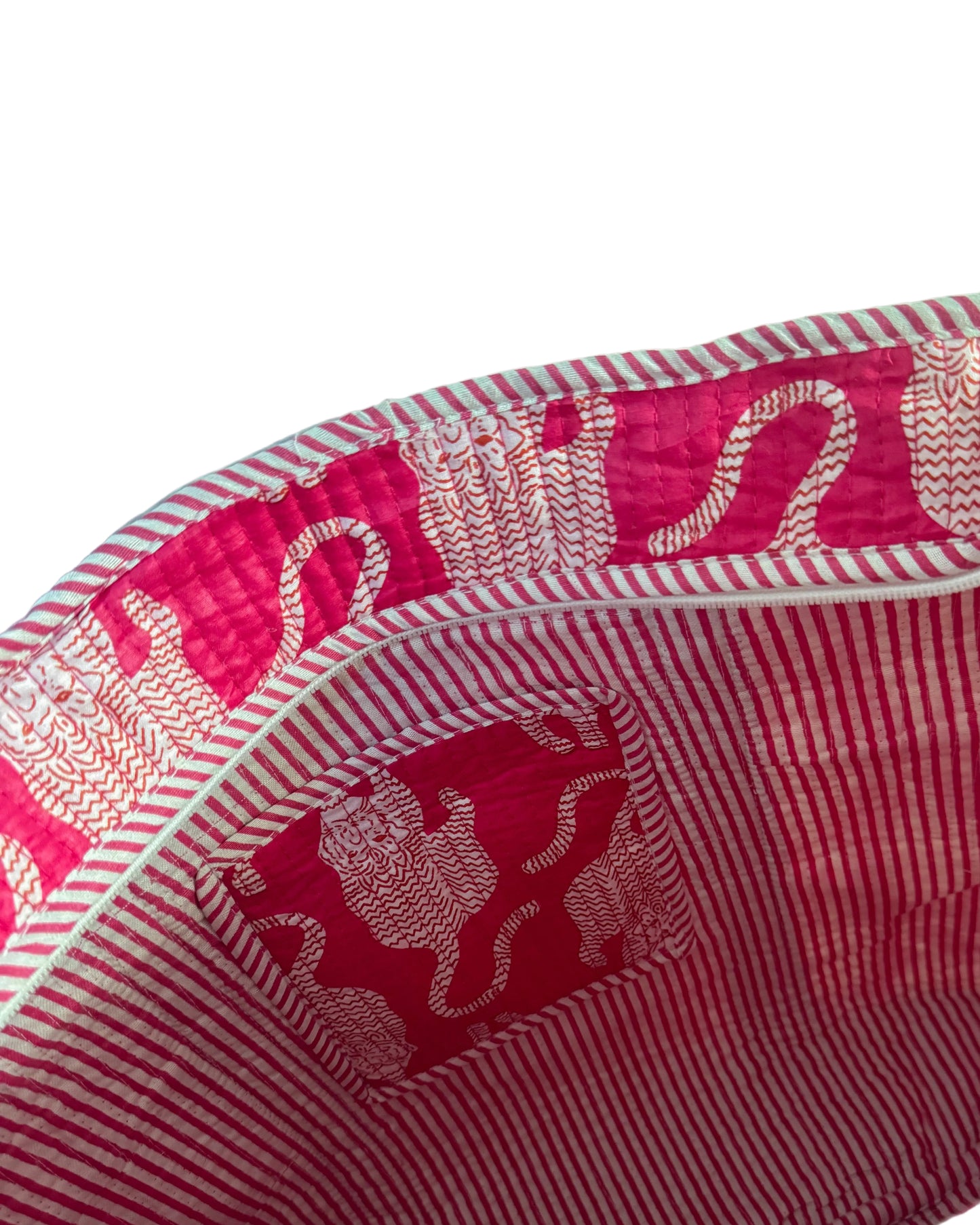Pink tigers l Big tote bag in quilted cotton
