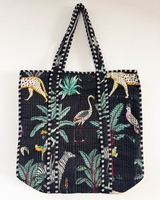 Black forest l Big tote bag in quilted cotton