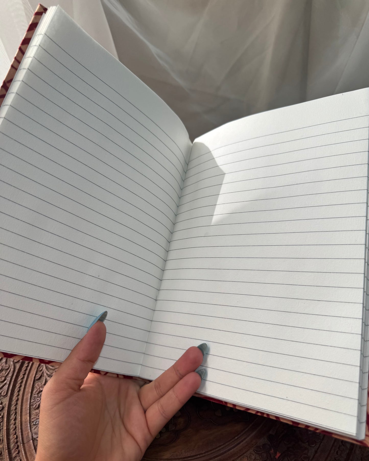 Big handmade block print notebook | Night blue and green