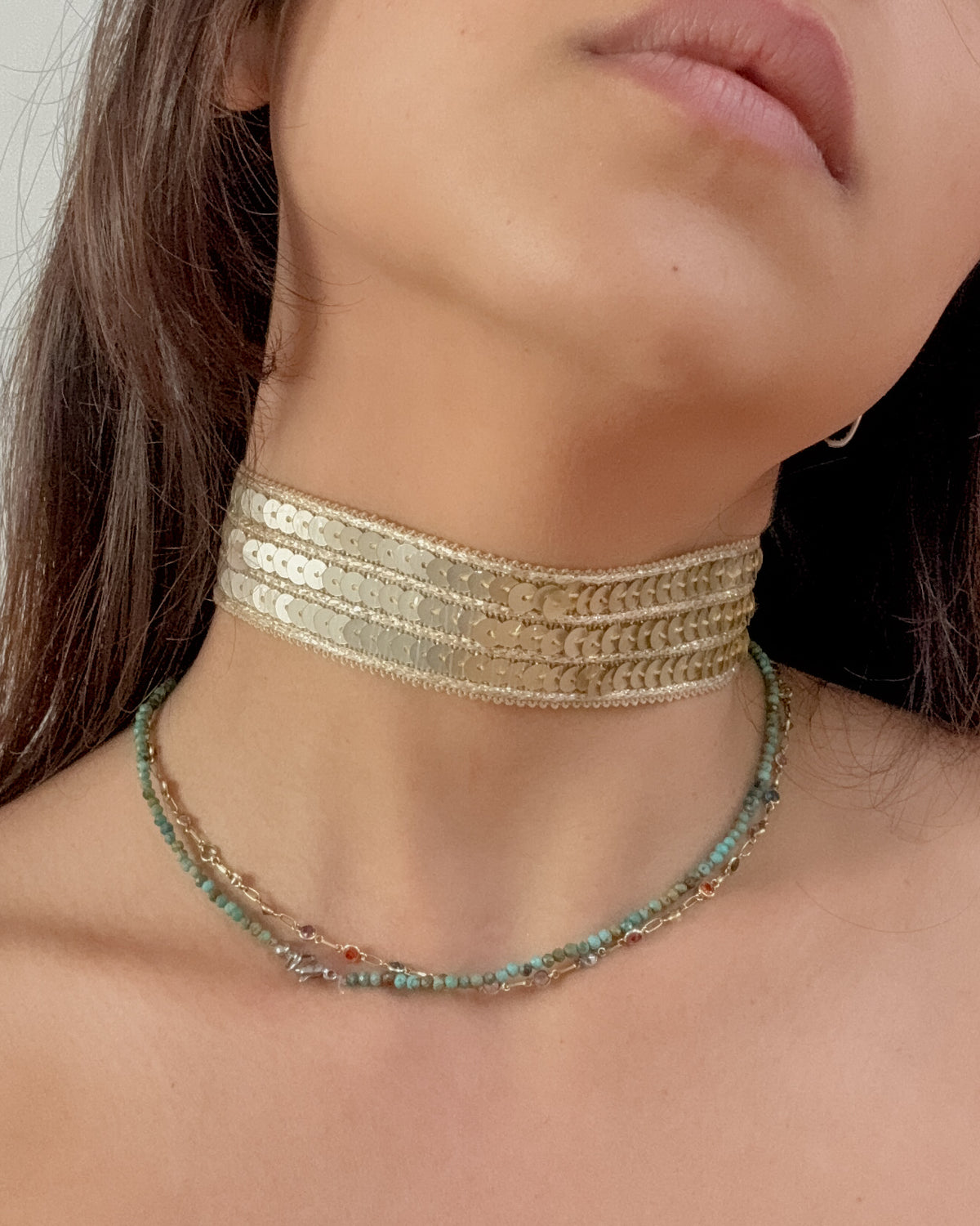 Gold embroidered choker