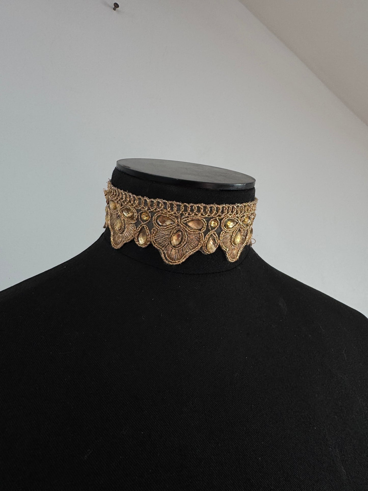 Gold embroidered choker