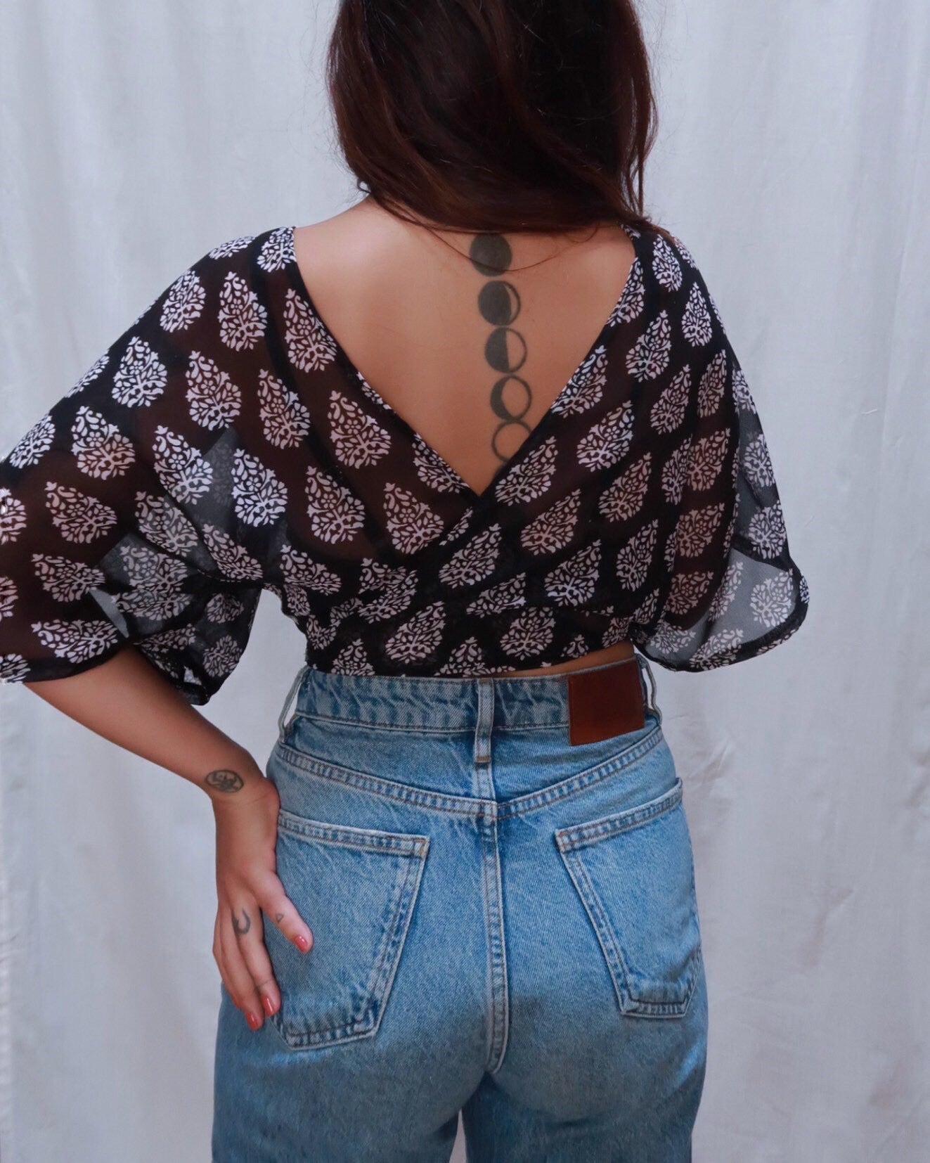 Top bohème réversible - Noir