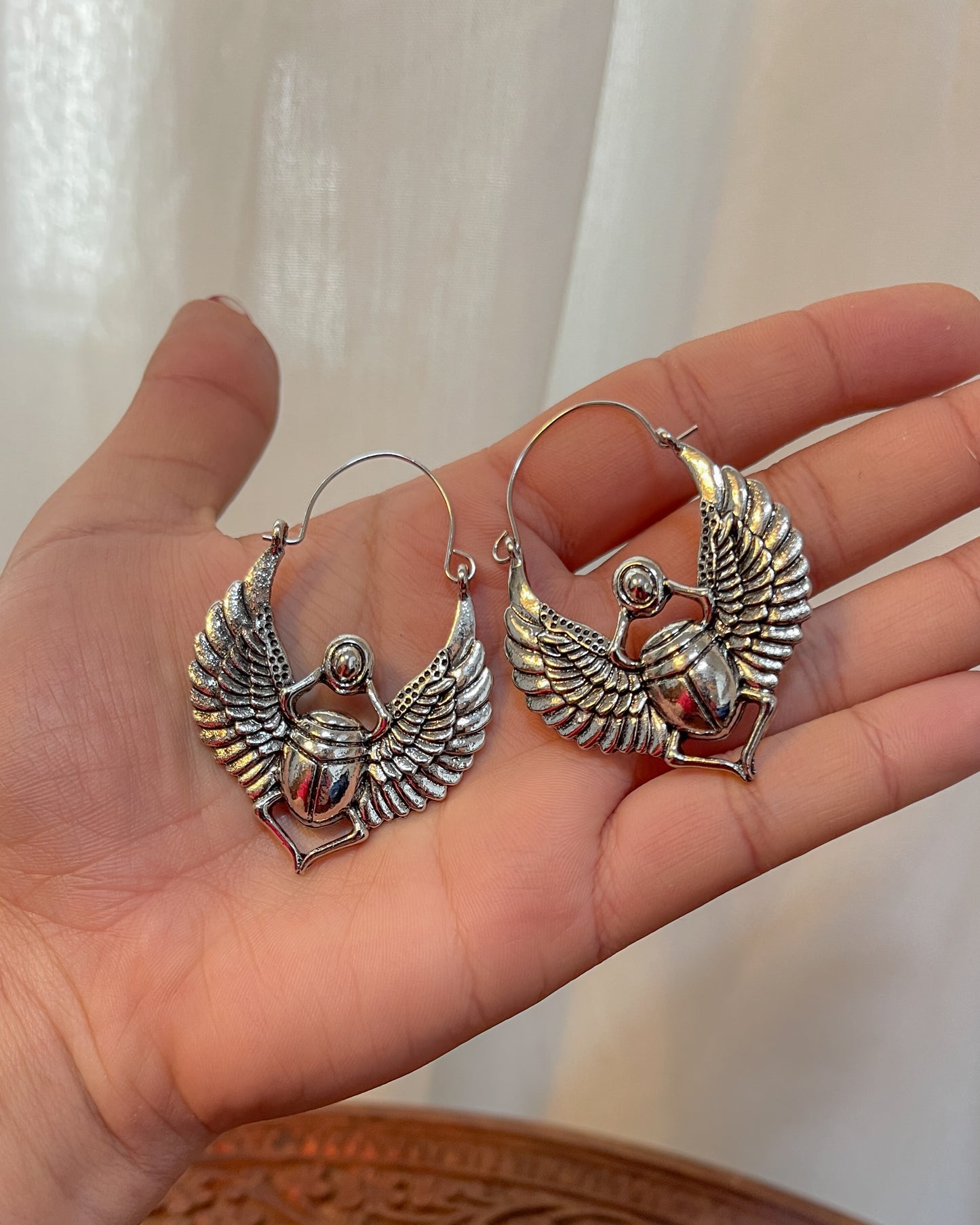 Silver Scarab Earrings – Egyptian