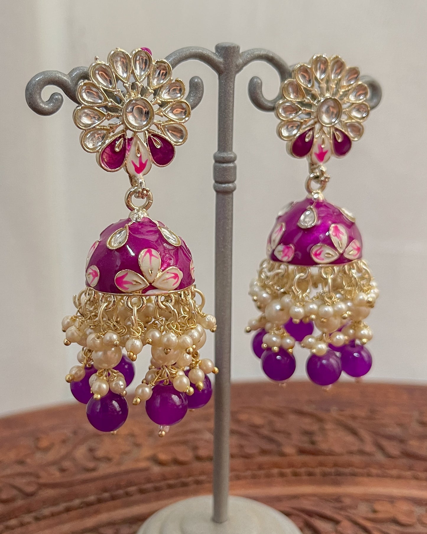 Purple enamel earrings