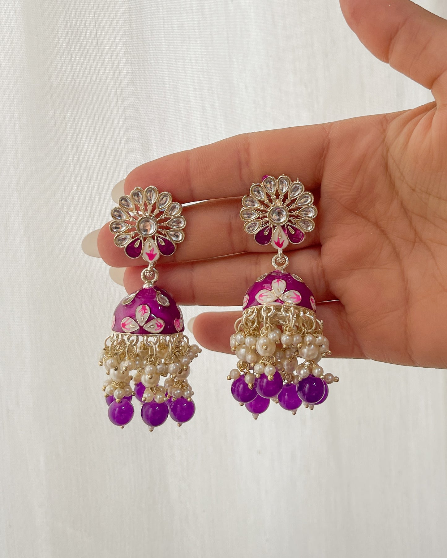 Purple enamel earrings