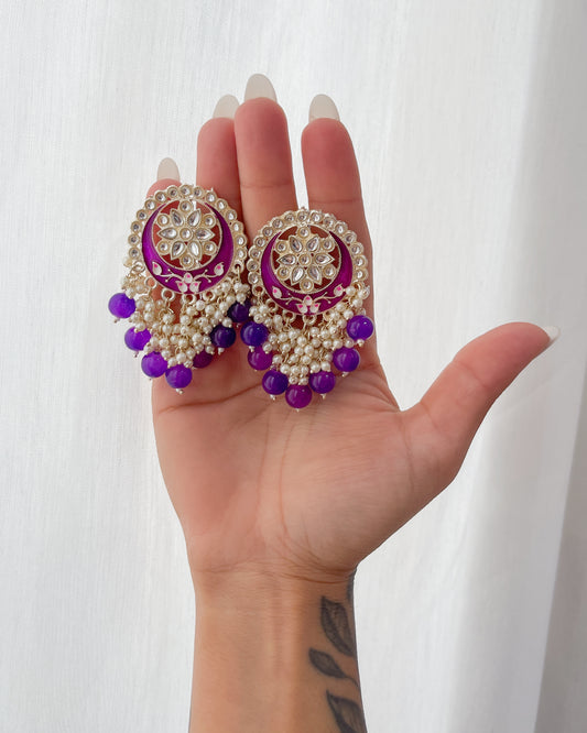 Violet enamel earrings