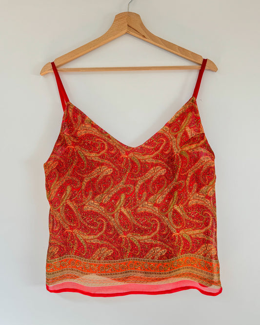 Satin cami top | Vibrant red