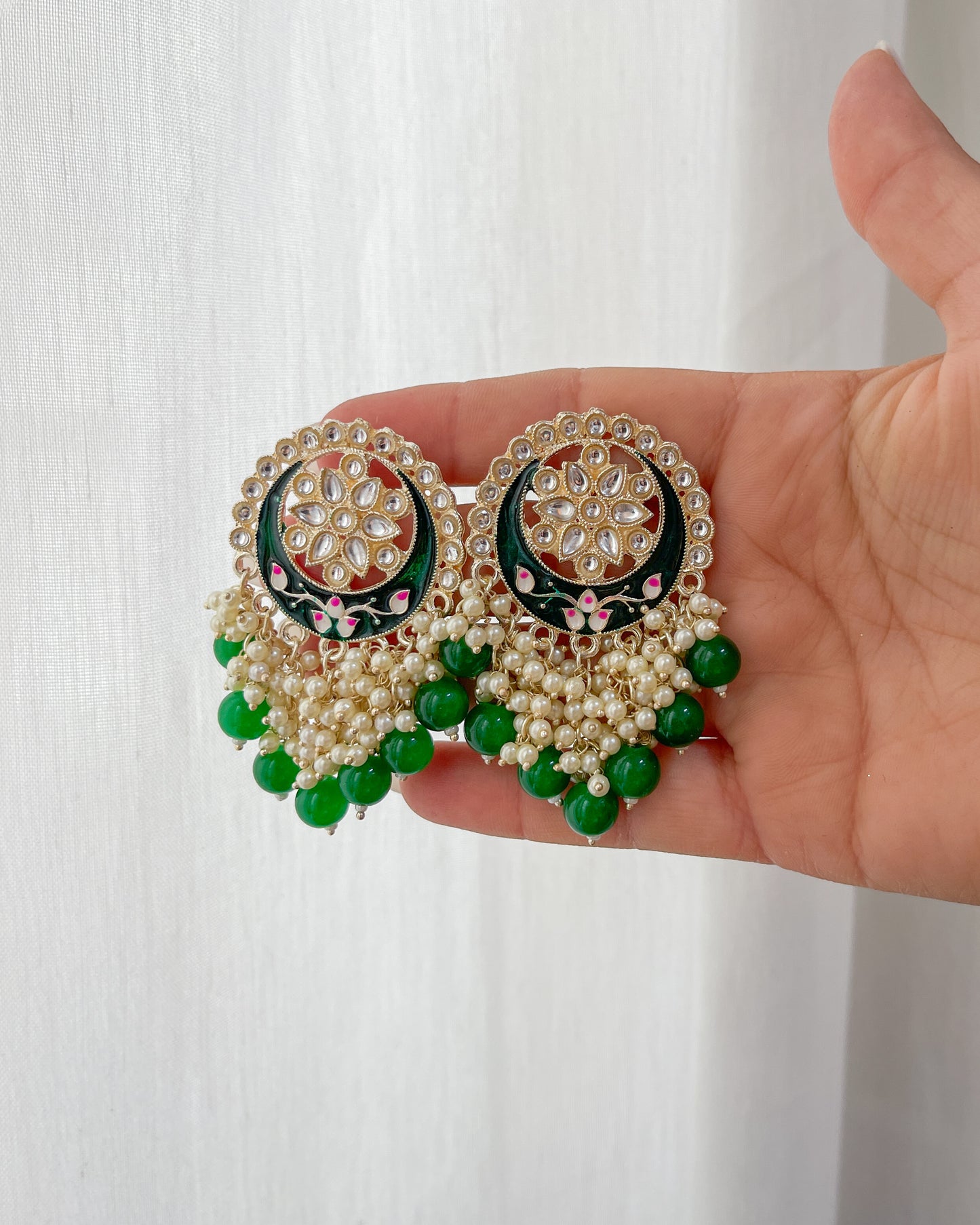 Green enamel earrings