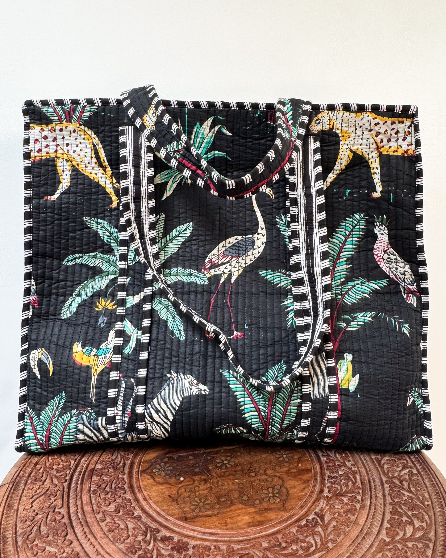 Black forest l Big tote bag in quilted cotton