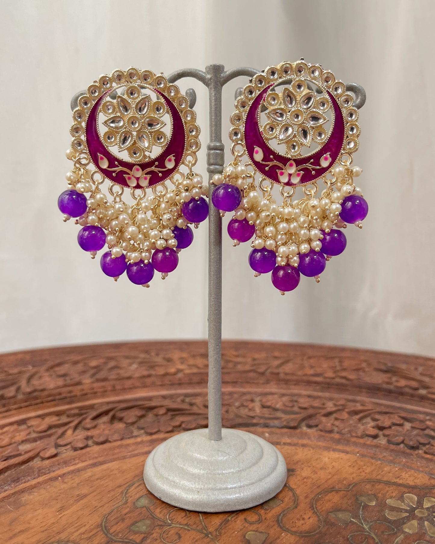 Violet enamel earrings