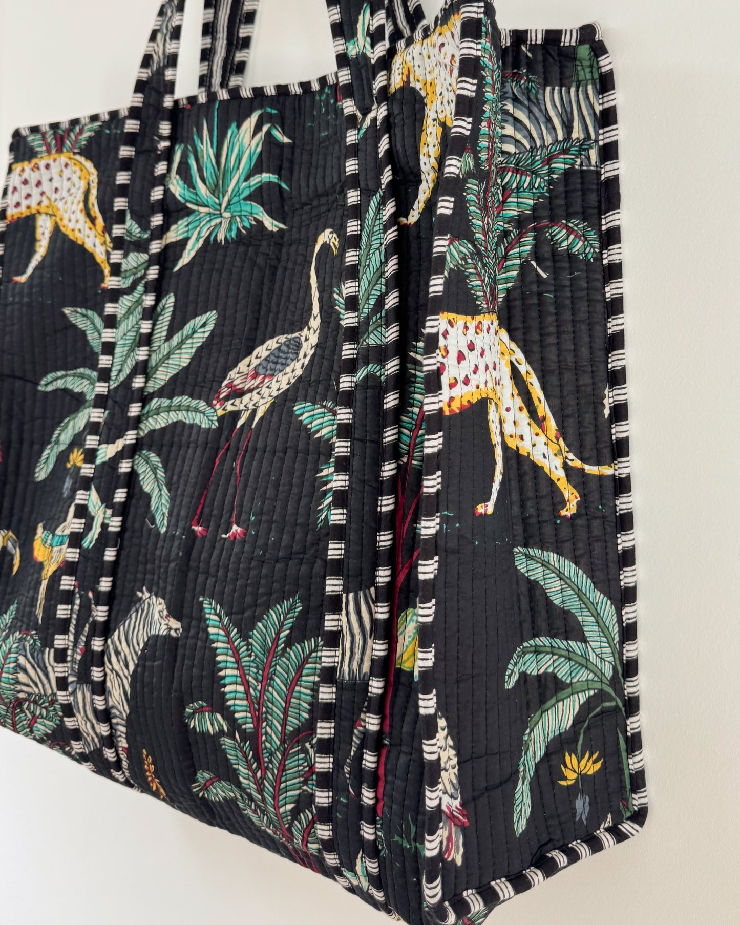 Black forest l Big tote bag in quilted cotton