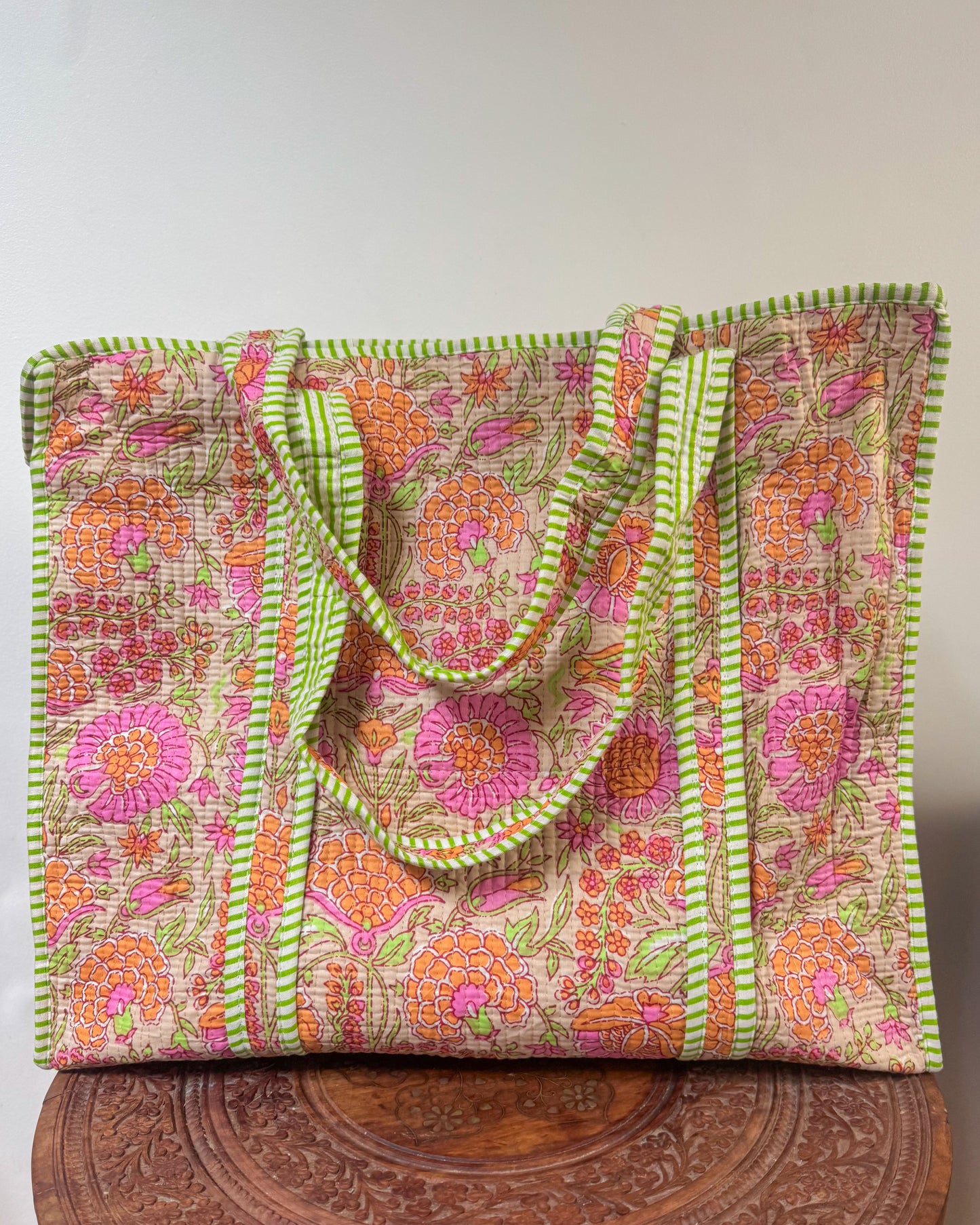 70s l Big tote bag in quilted cotton