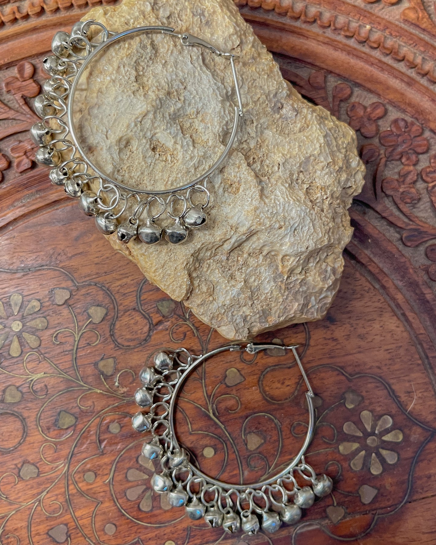 Boho silver hoops