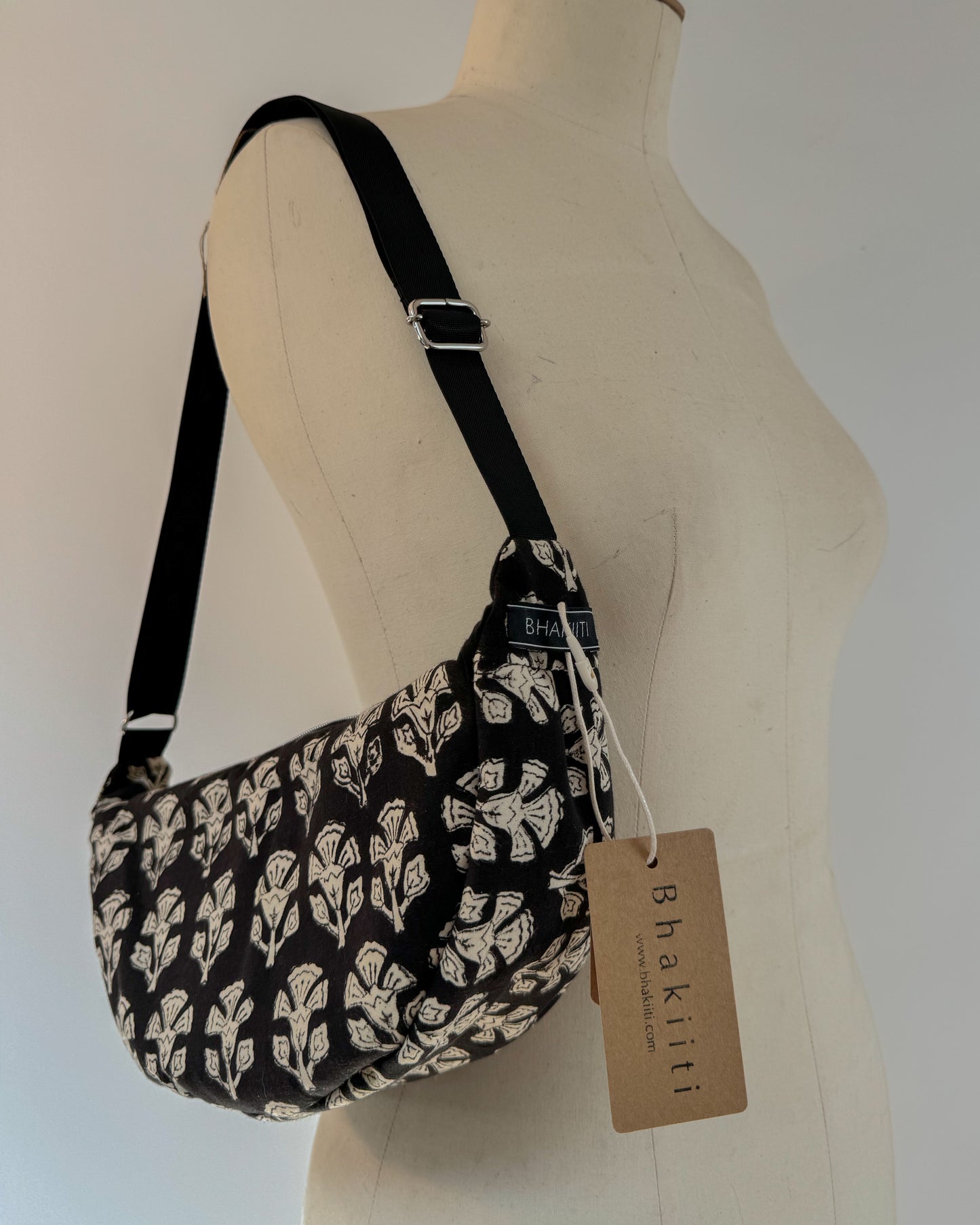 Black block print shoulder | crossbody bag.