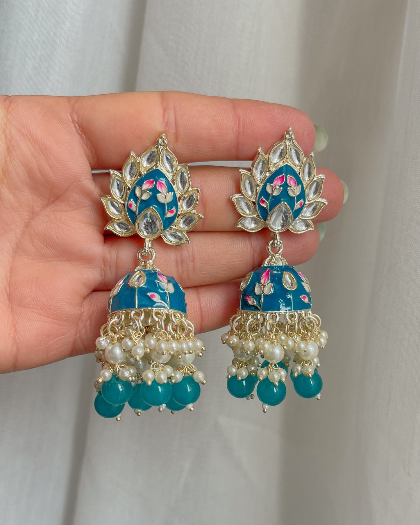 Blue enamel earrings