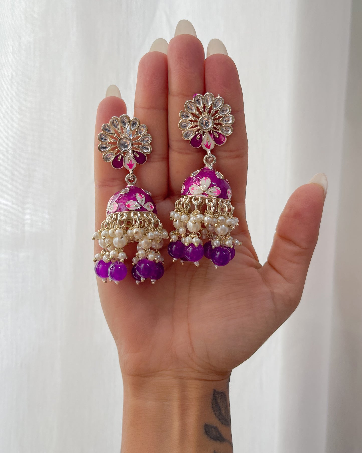 Purple enamel earrings