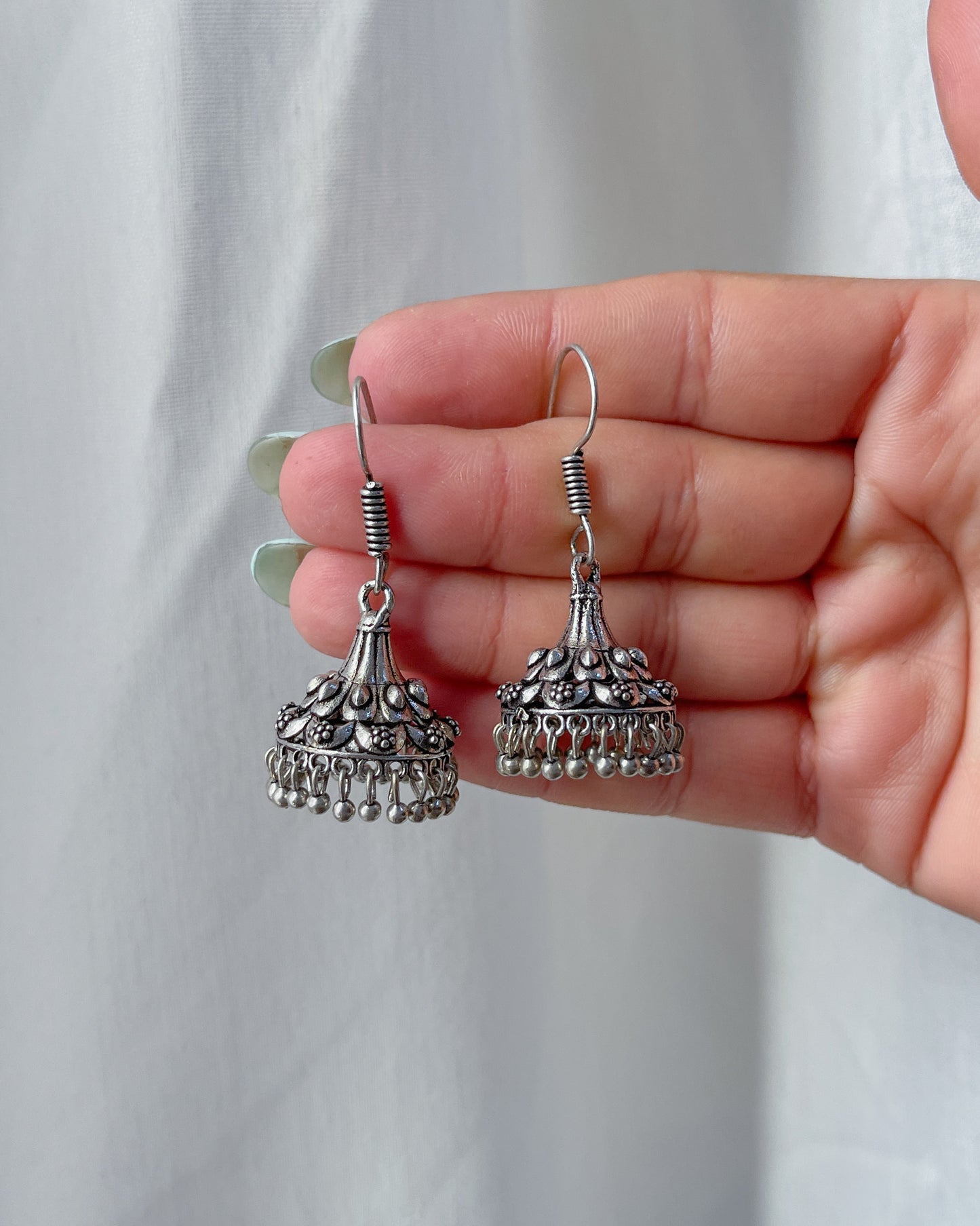 Silver lightweight jhumkas