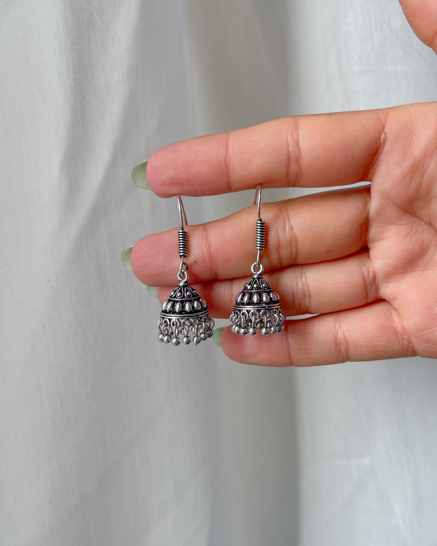 Silver lightweight jhumkas