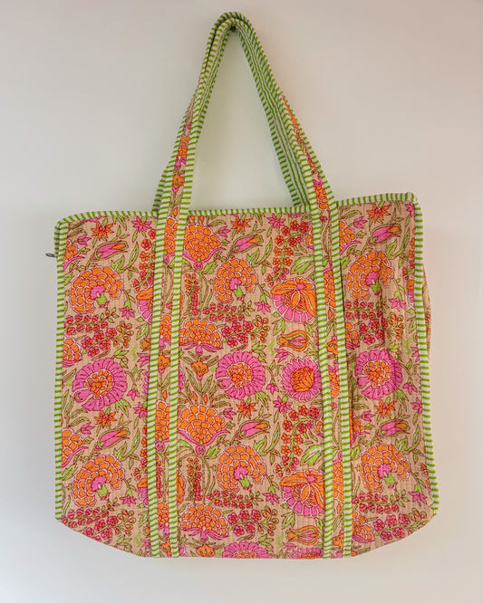 70s l Big tote bag in quilted cotton