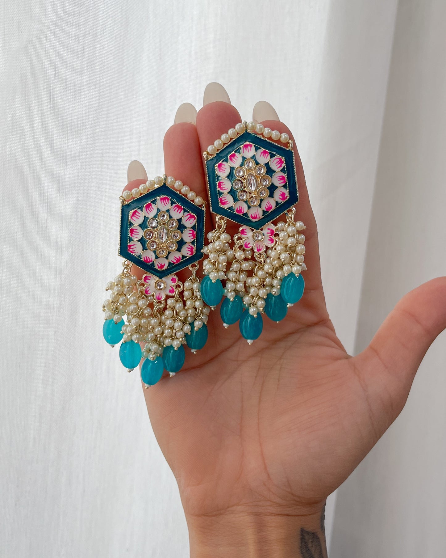 Geometric enamel earrings