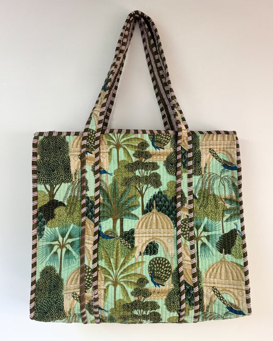 Mughal garden l Big tote bag in quilted cotton