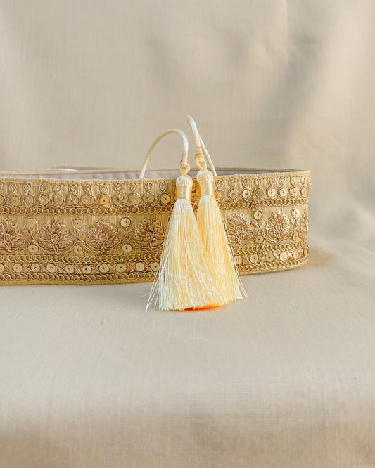 Bohemian embroidered obi belt with tassels