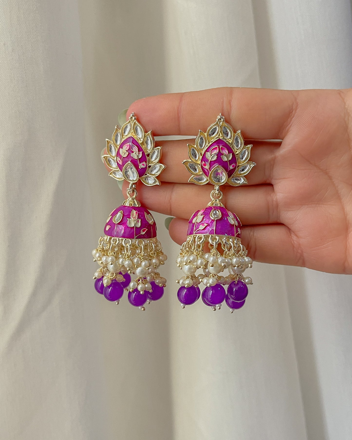 Purple enamel earrings