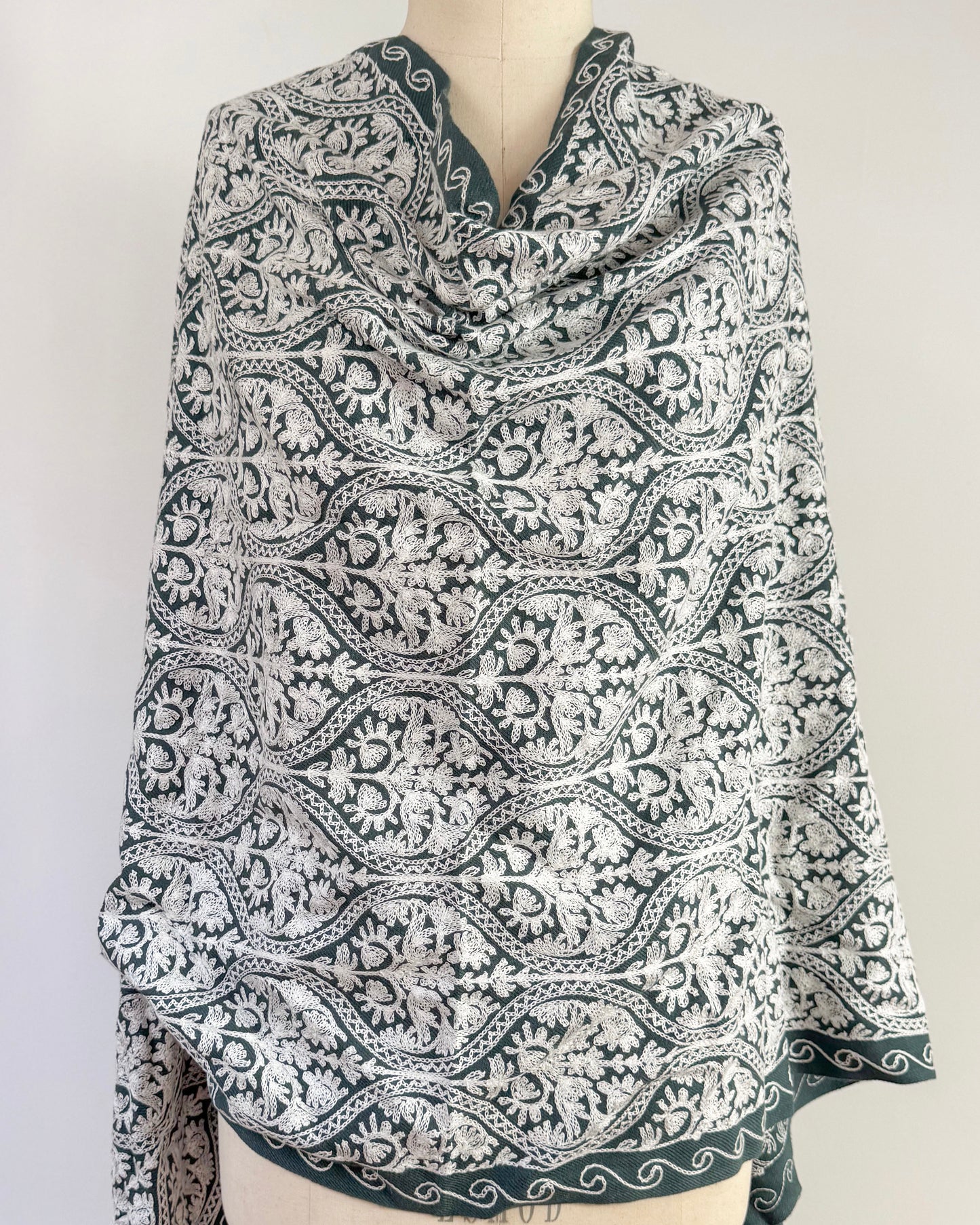 Fully Embroidered Winter Shawl