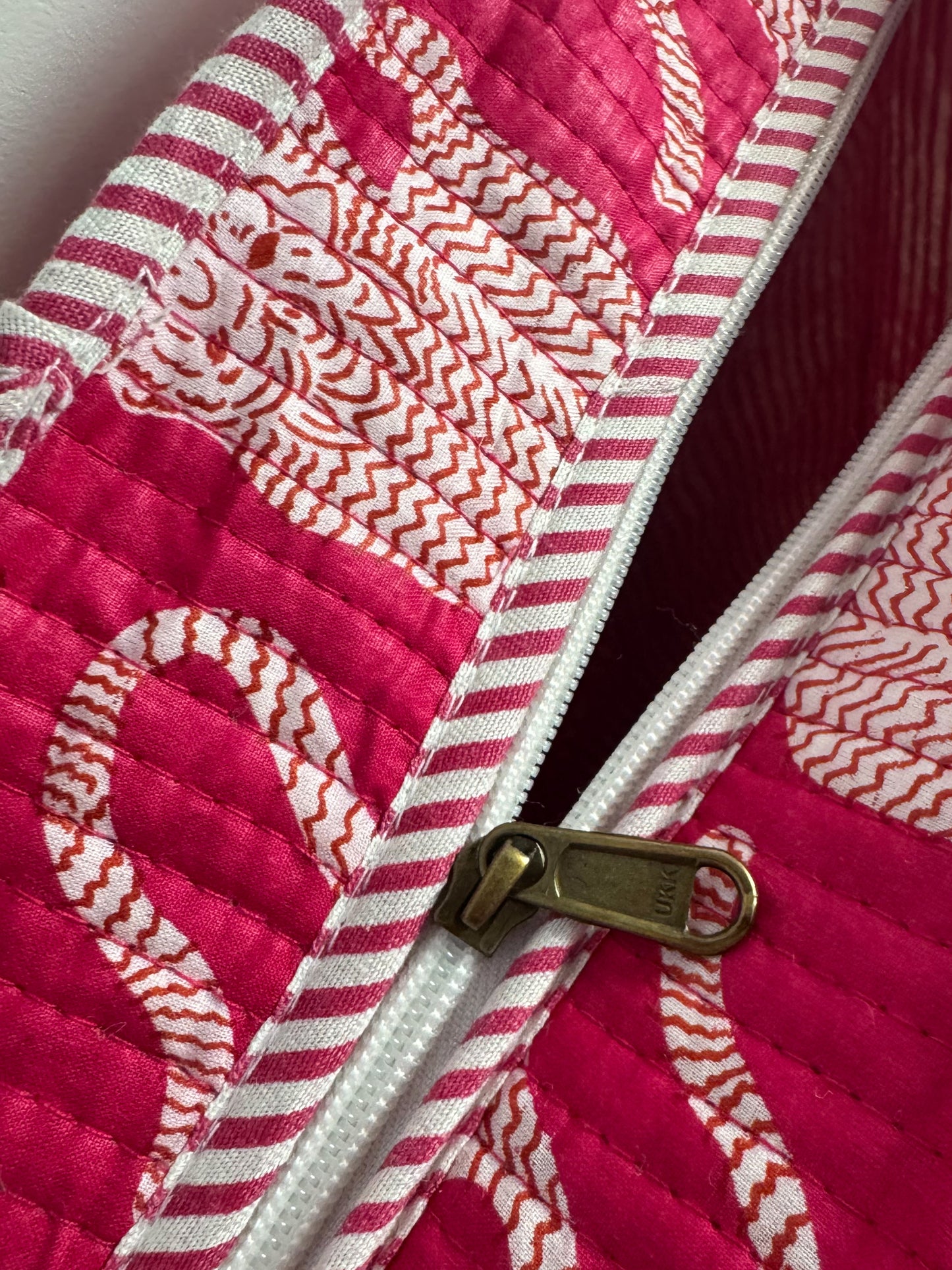 Pink tigers l Big tote bag in quilted cotton