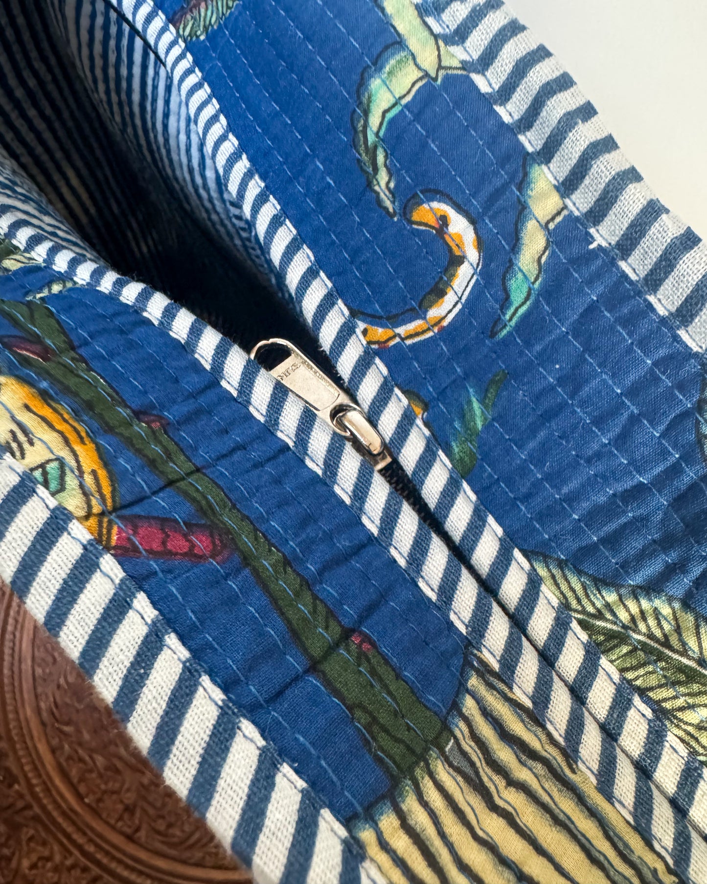 Blue jungle l Big tote bag in quilted cotton